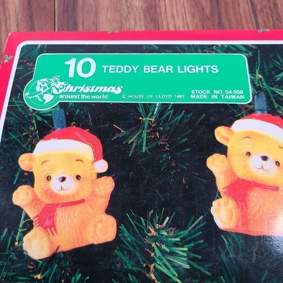 Vintage Christmas Bear String Light In Original Box Unused Still Work! 1987 - Picture 3 of 6